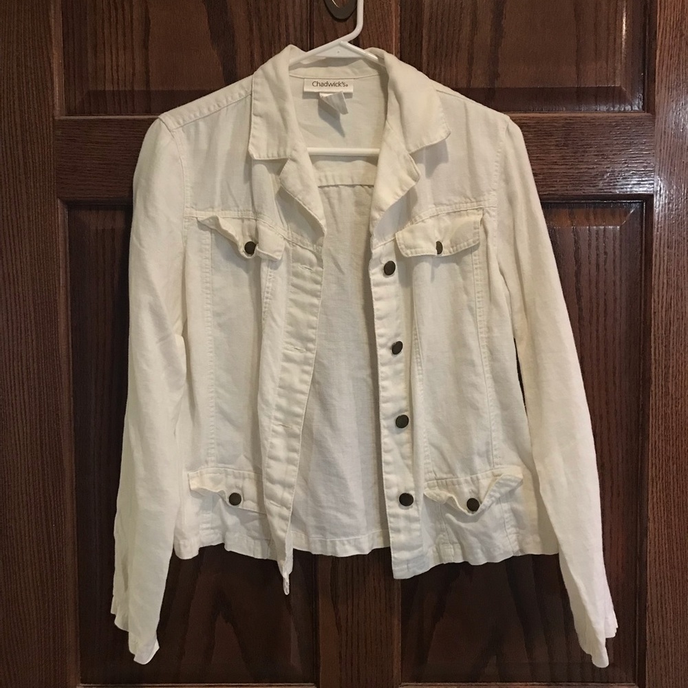 White linen blazer jean jacket